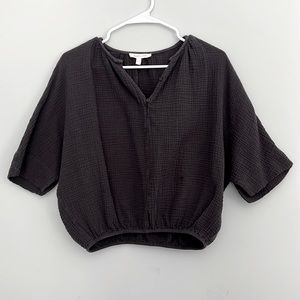 Women’s Grade & Gather Charcoal Gray Cotton Gauze Top Shirt Oversized Boxy Sz S